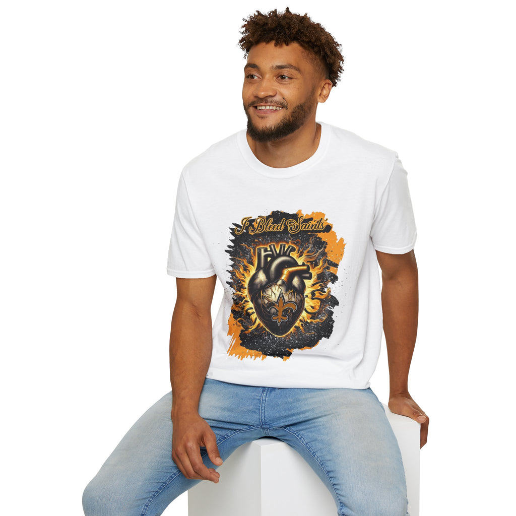 I Bleed Saints T-Shirt — Vintage Anatomical Heart Graphic for Football Fans
