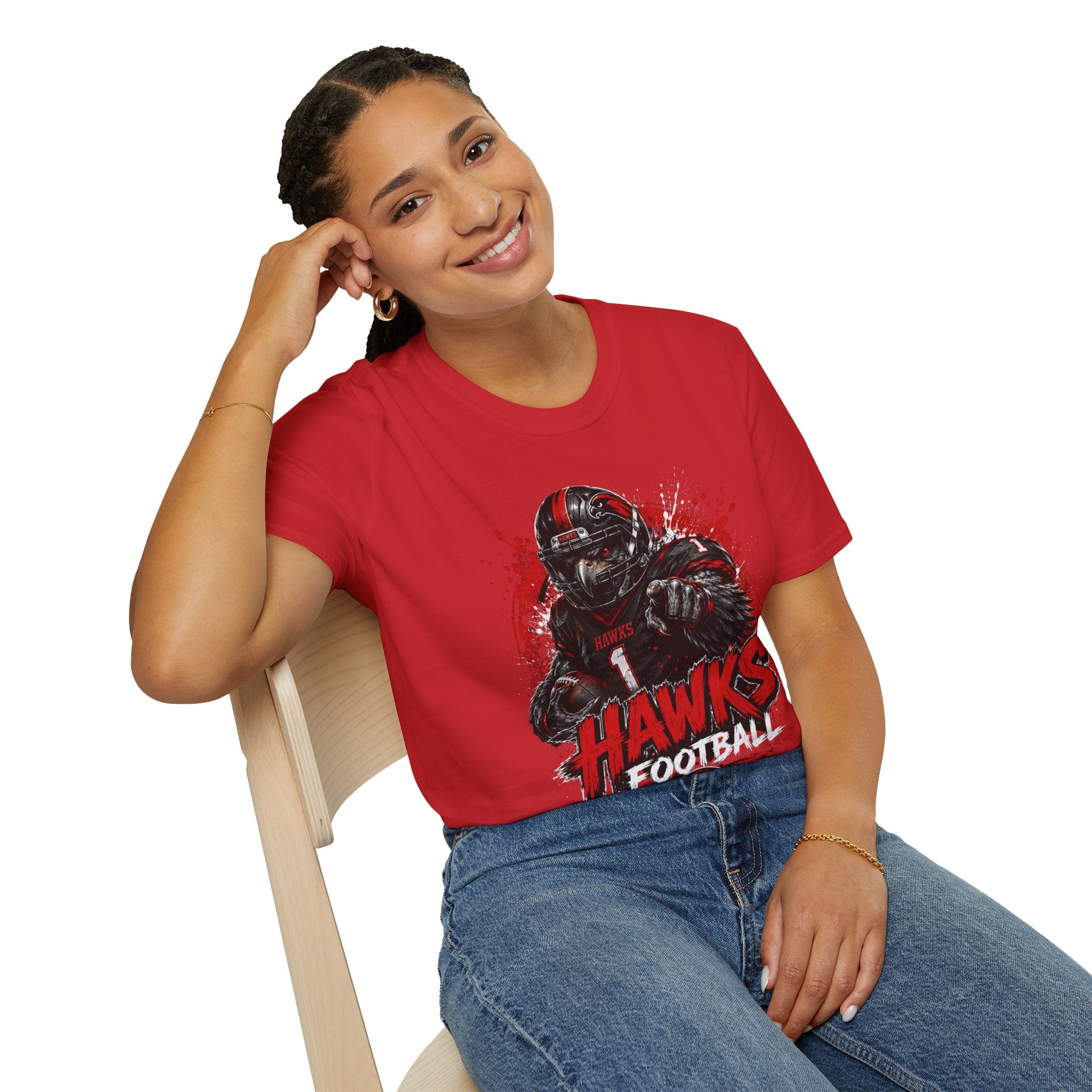 Hawks Football T-Shirt — Fierce Grunge Player Design