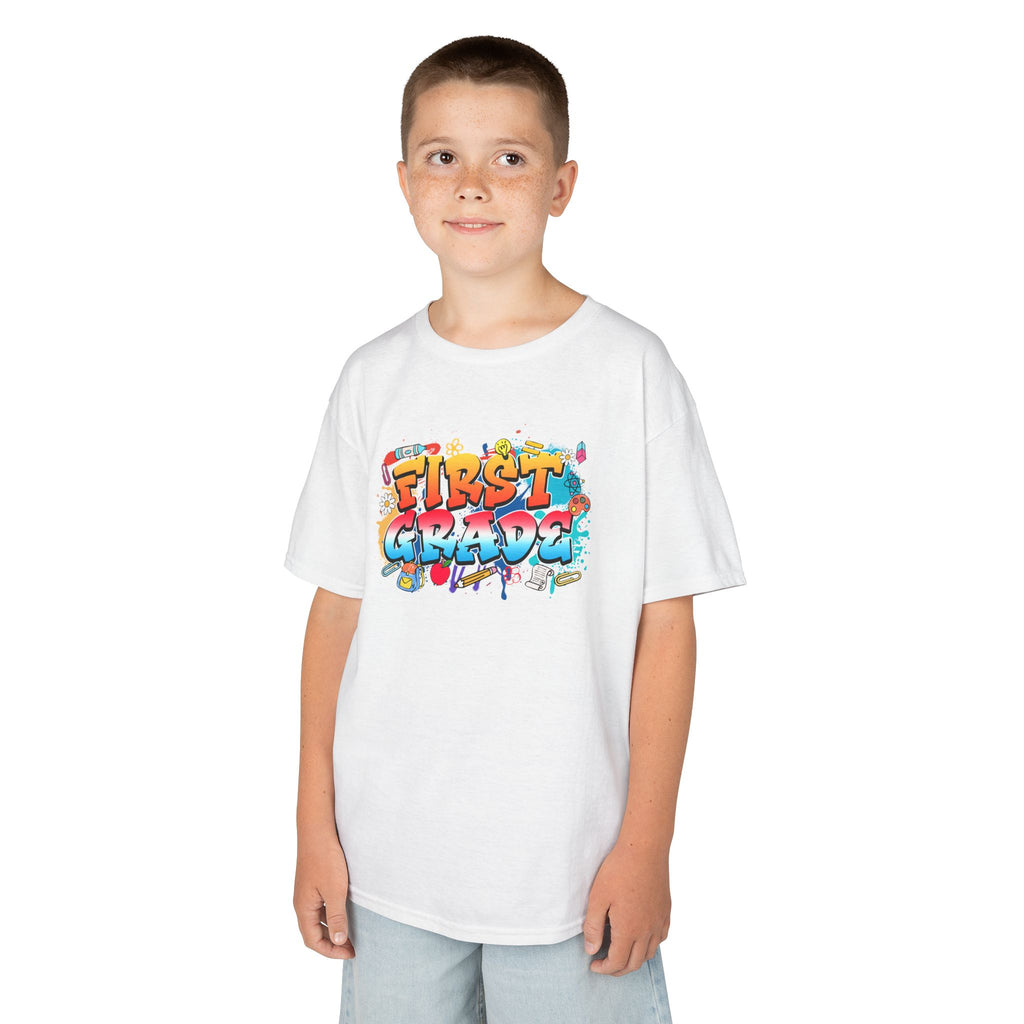 First Grade Kids T-Shirt – Colorful Graffiti Back-to-School Tee