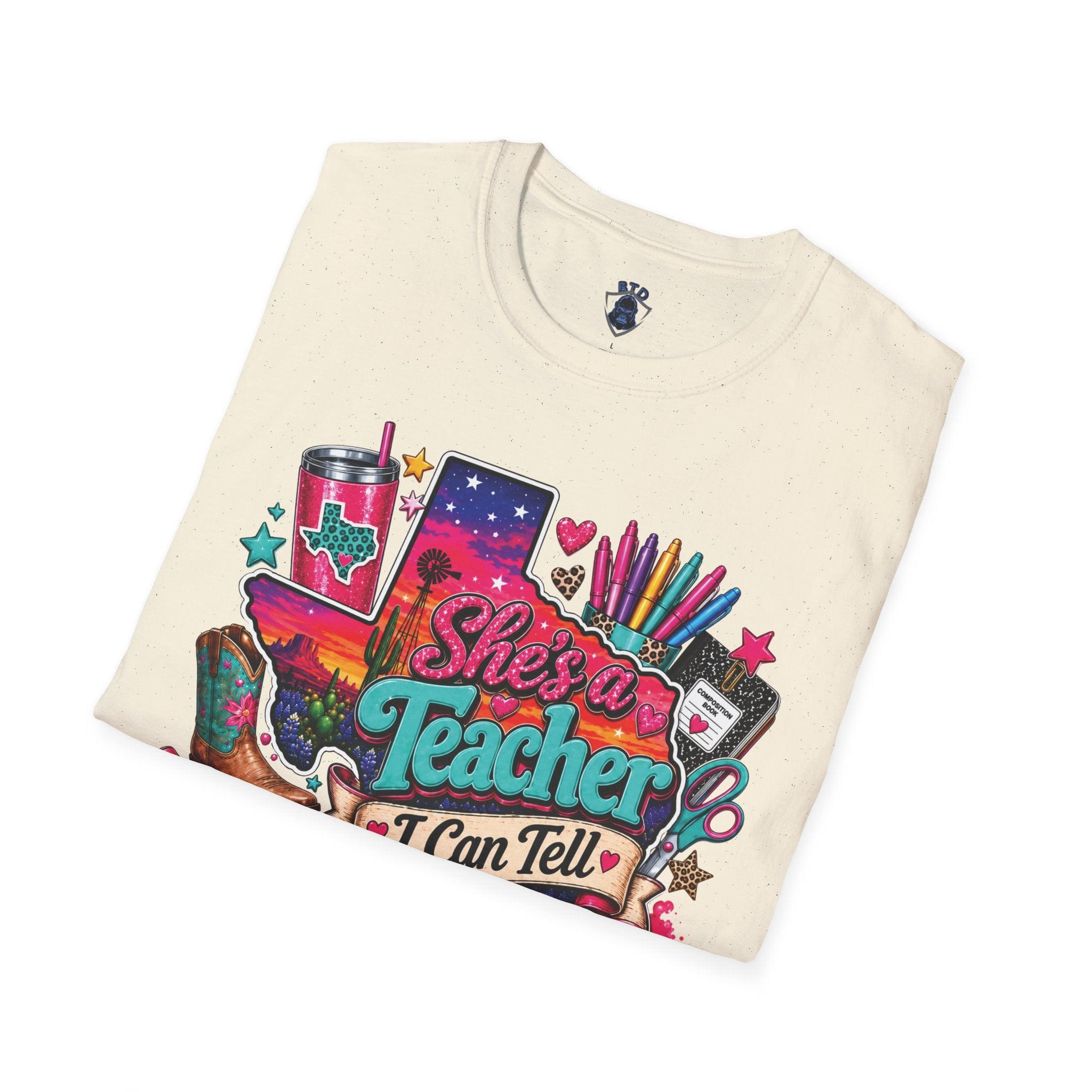 She’s a Teacher I Can Tell T-Shirt — Colorful Teacher Appreciation Tee