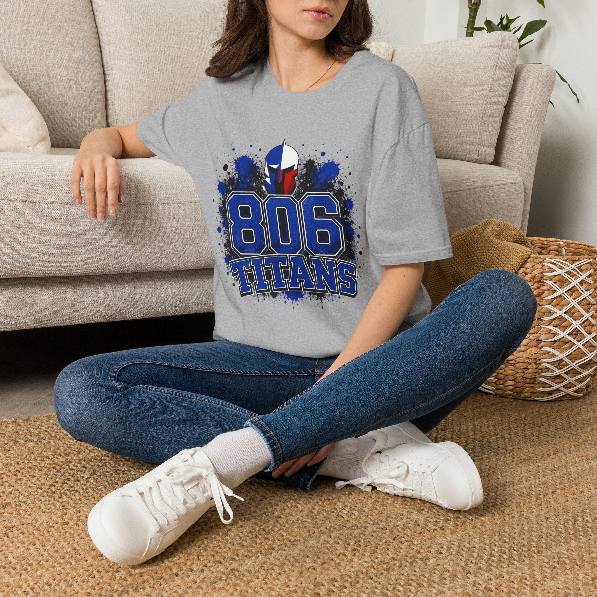 806 Titans T-Shirt — Blue Spartan Helmet Graphic Tee