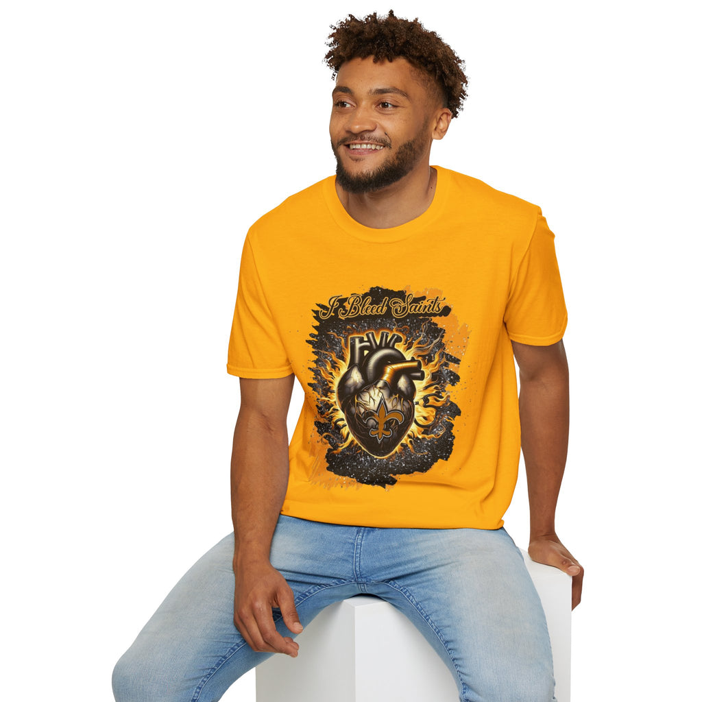 I Bleed Saints T-Shirt — Vintage Anatomical Heart Graphic for Football Fans