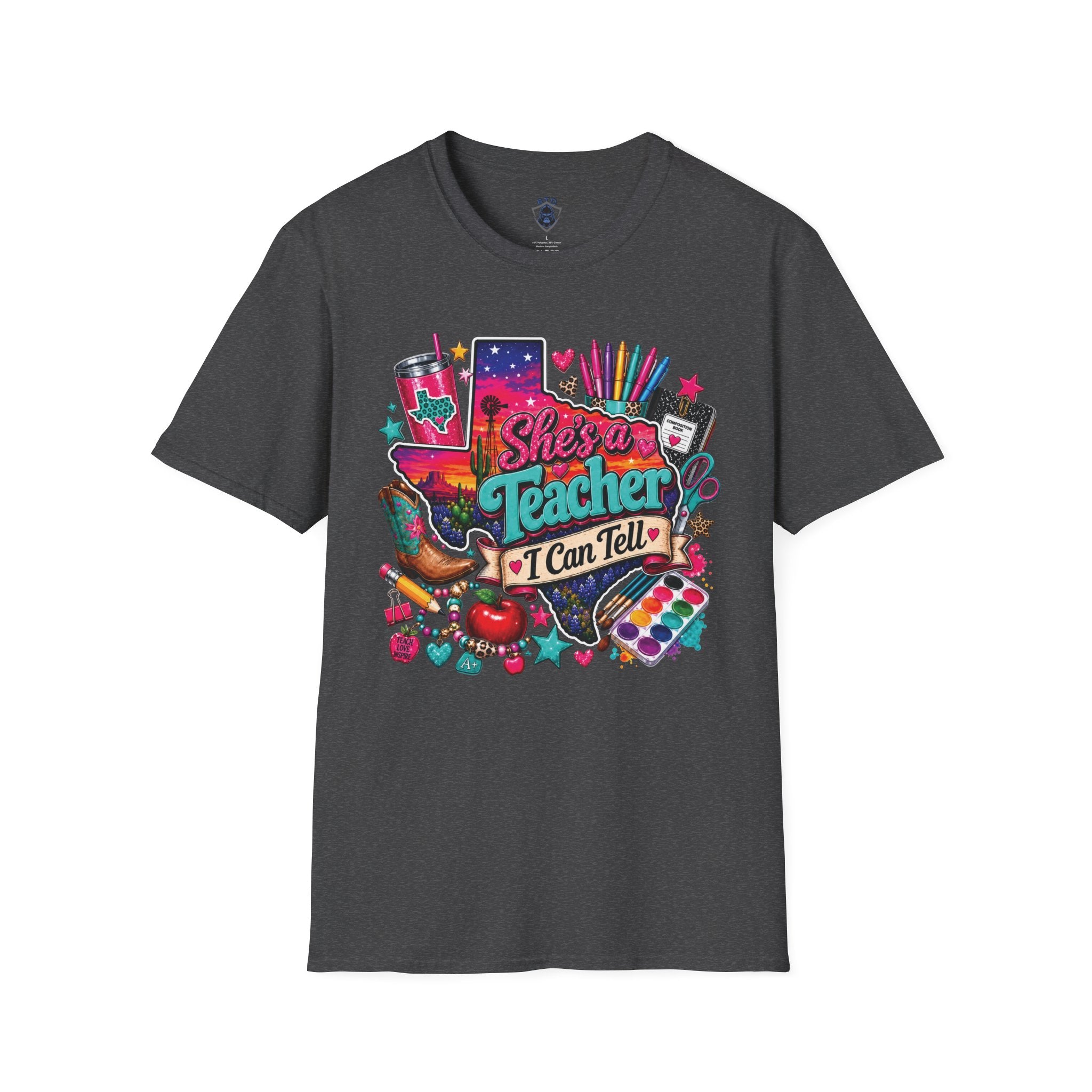 She’s a Teacher I Can Tell T-Shirt — Colorful Teacher Appreciation Tee