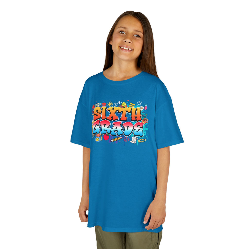 Sixth Grade Kids T‑Shirt — Colorful Graffiti Graduation Tee for Back-to-School & End-of-Year