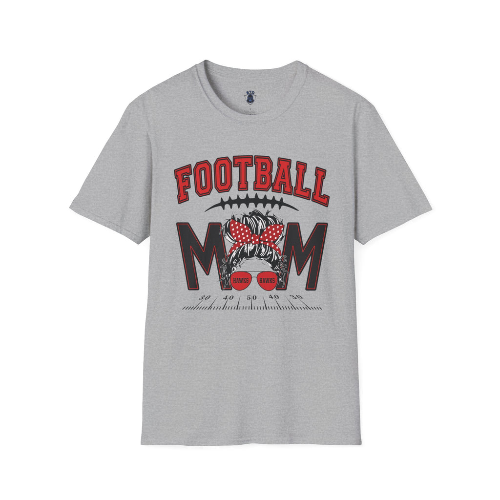 Football Mom T‑Shirt — Red Polka Dot Bow Game Day Tee