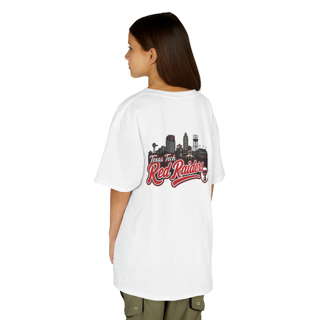 Kids T-Shirt — Texas Tech Red Raiders Skyline Tee (Front Logo, Back City Design)
