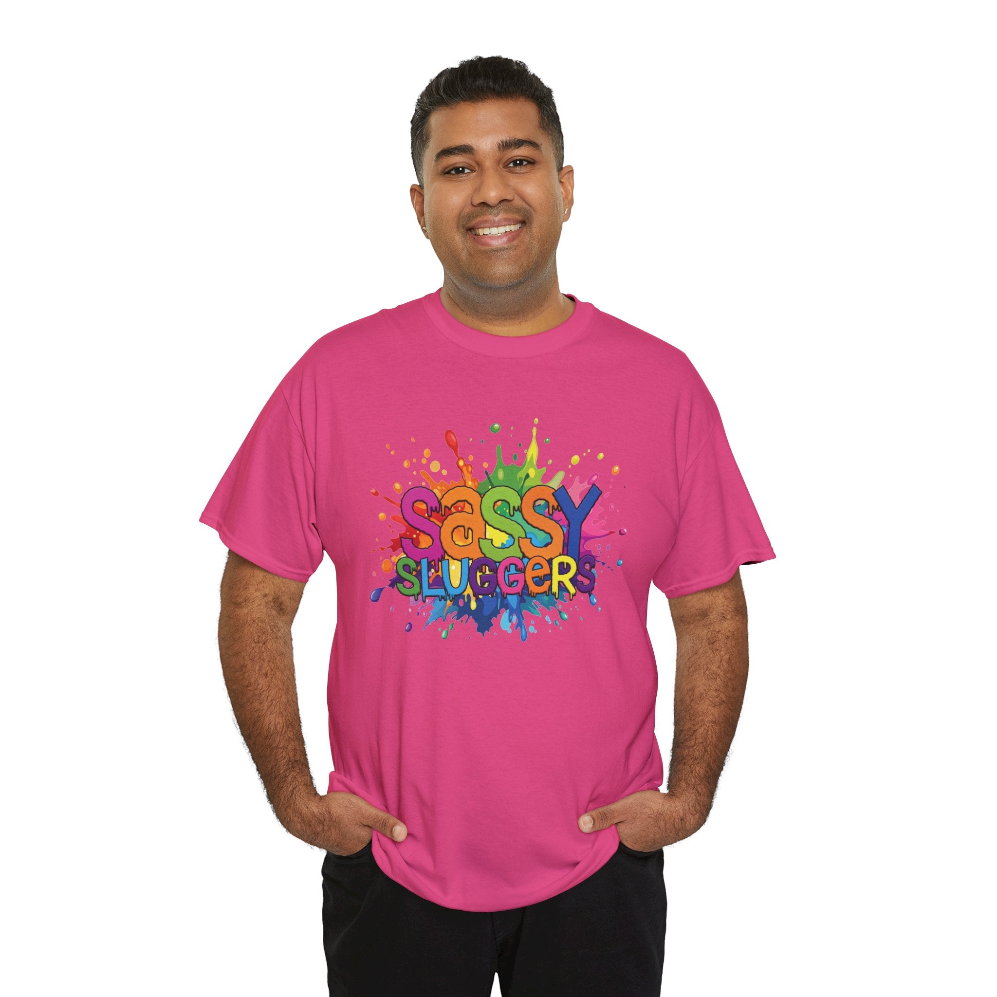 Sassy Slugger Kids Baseball Tee — Colorful Coach Back Design