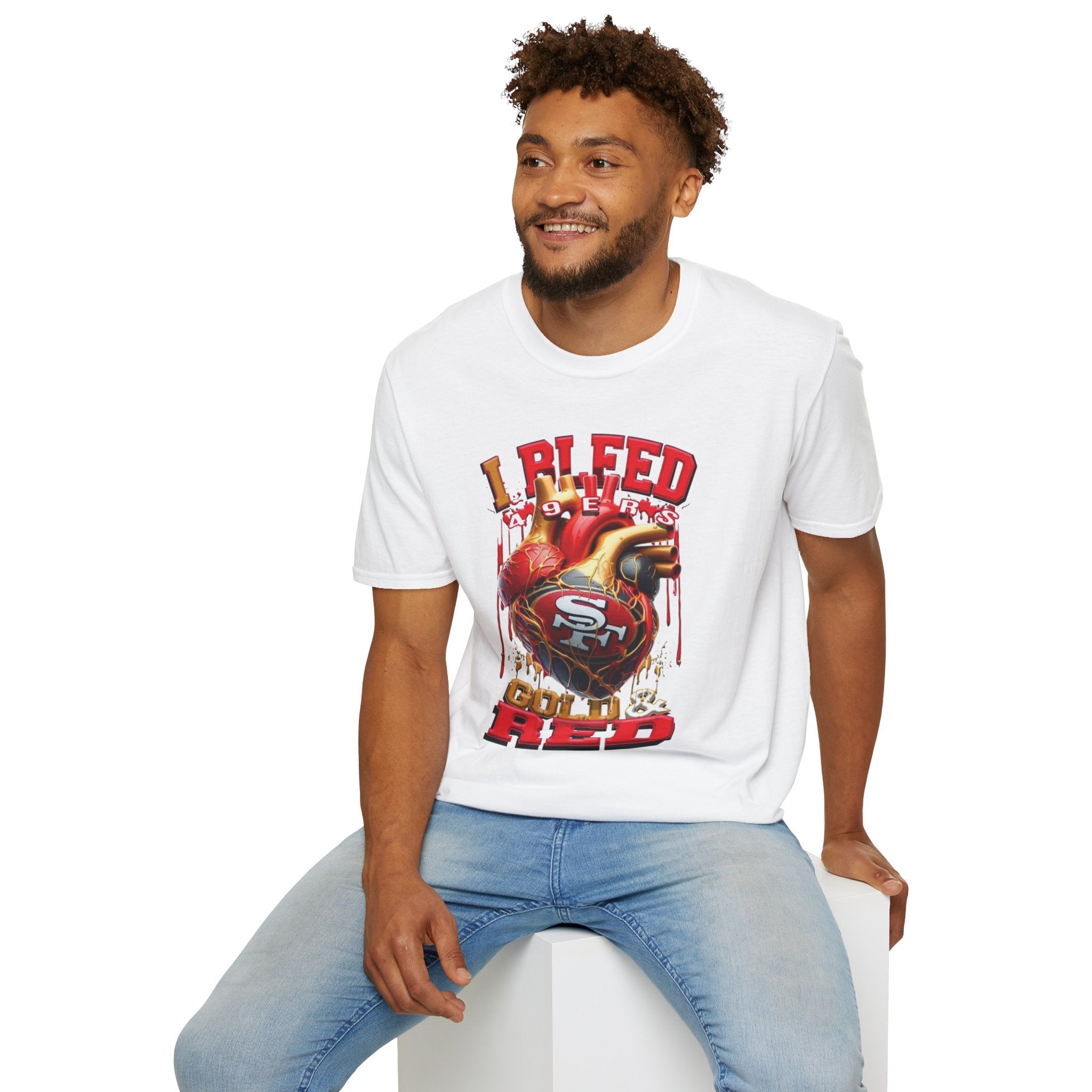 T-Shirt — "I Bleed 49ers Red" Graphic Football Fan Tee