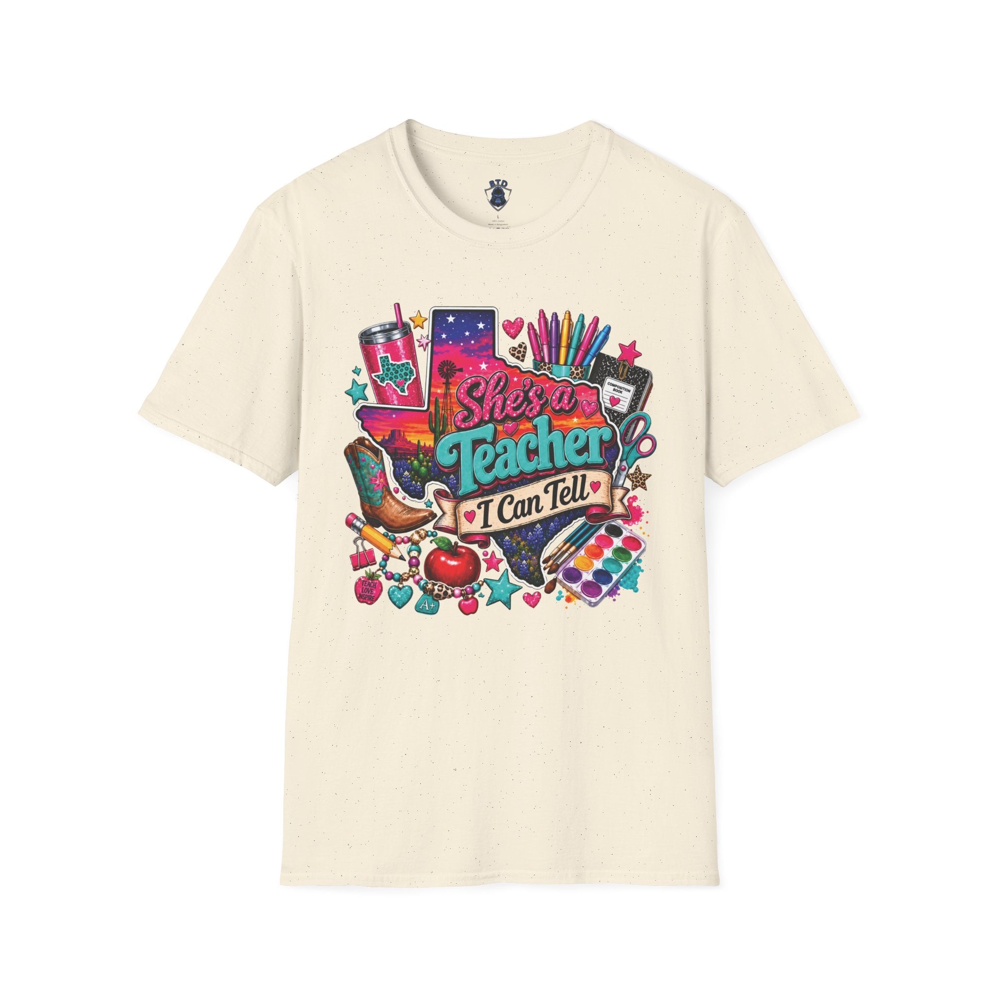 She’s a Teacher I Can Tell T-Shirt — Colorful Teacher Appreciation Tee