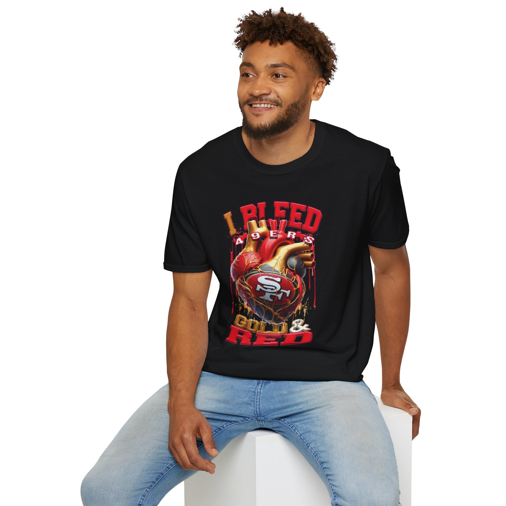 T-Shirt — "I Bleed 49ers Red" Graphic Football Fan Tee