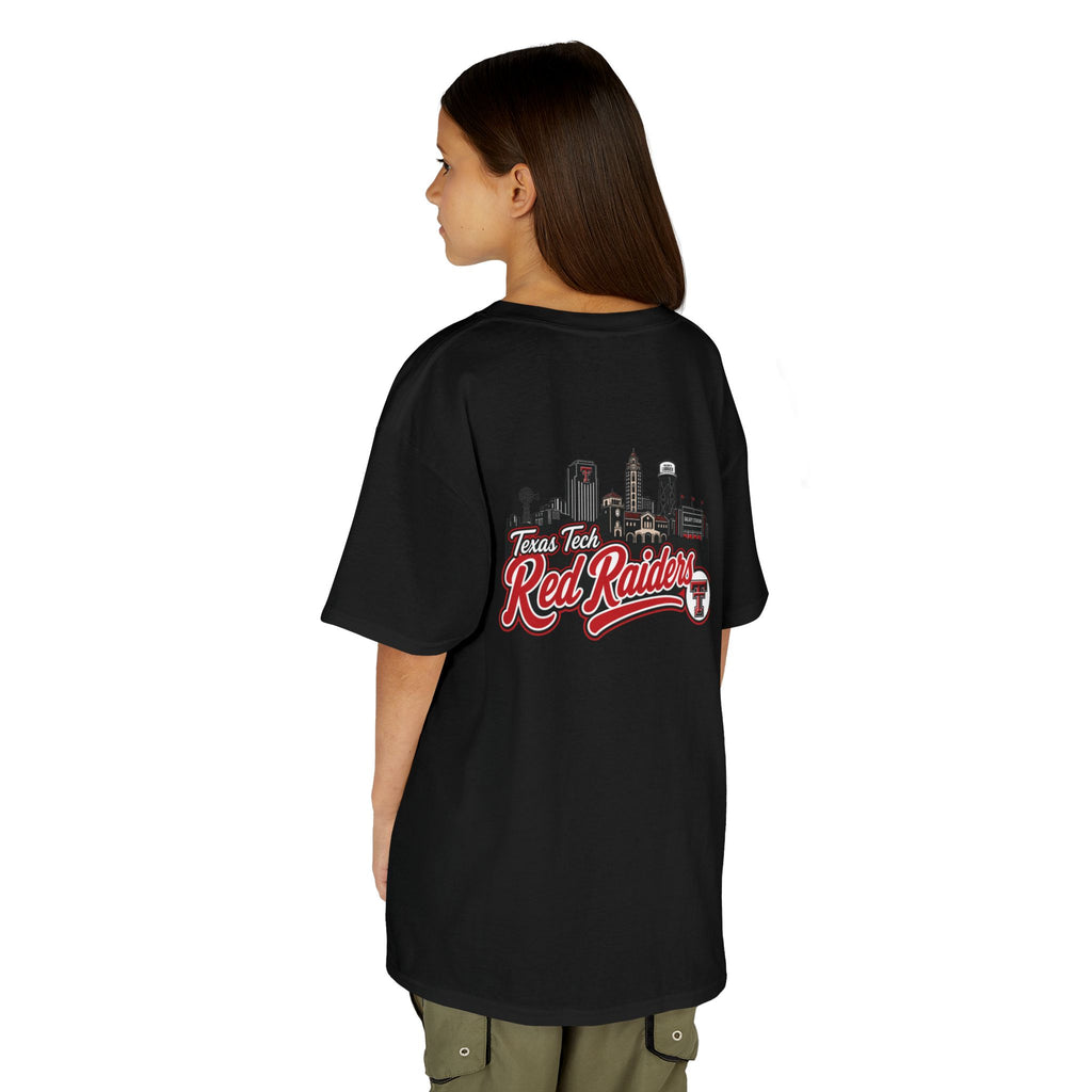 Kids T-Shirt — Texas Tech Red Raiders Skyline Tee (Front Logo, Back City Design)