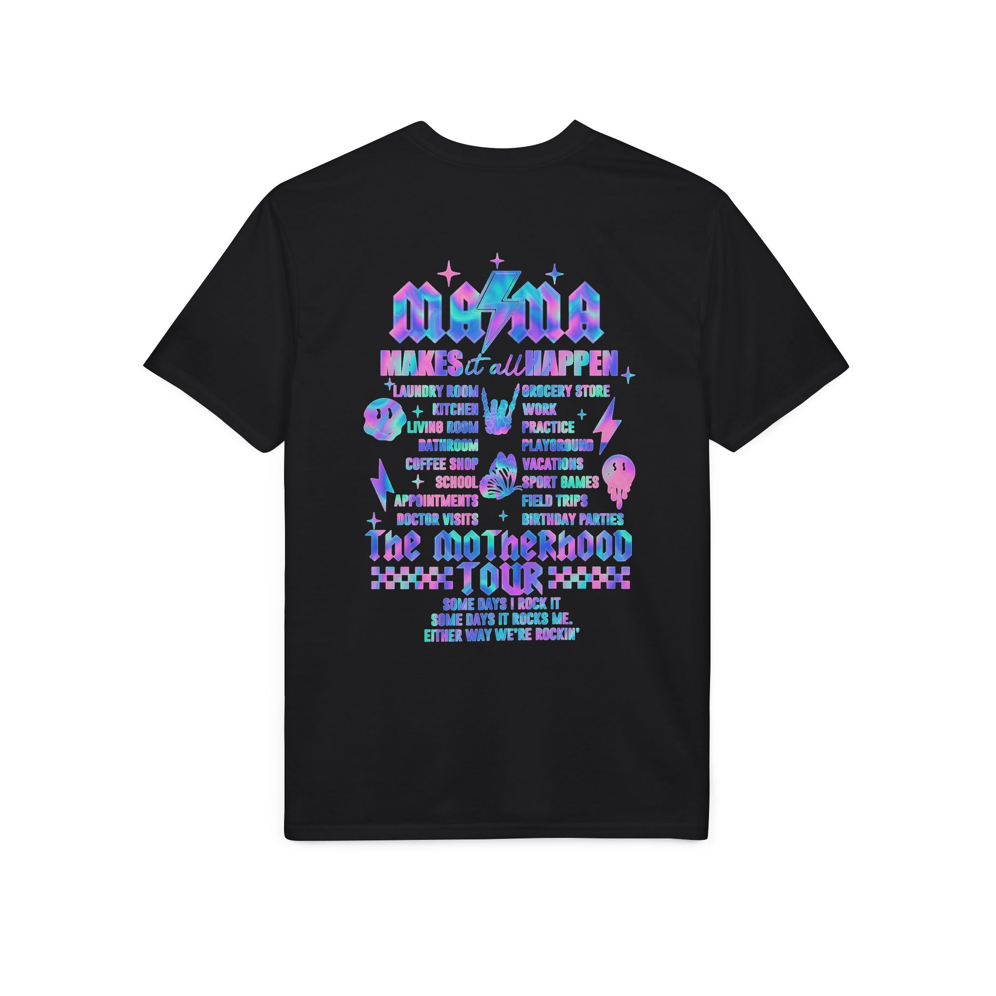 MAMA Performance T‑Shirt — Retro Holographic Graphic Tee (Motivational Lyrics Design)