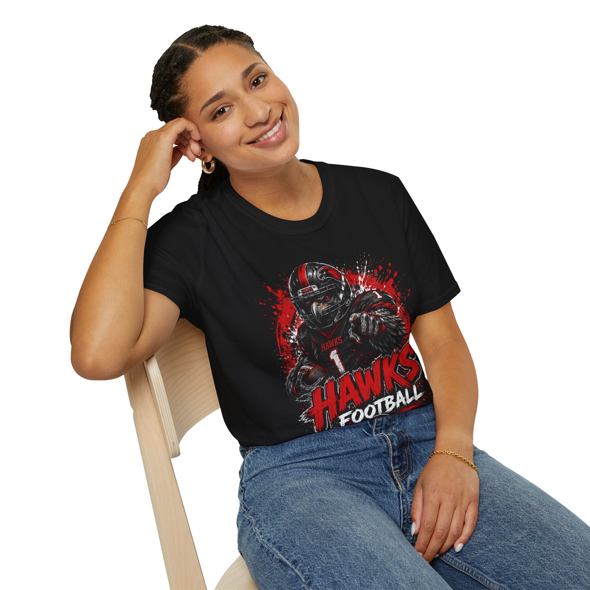 Hawks Football T-Shirt — Fierce Grunge Player Design