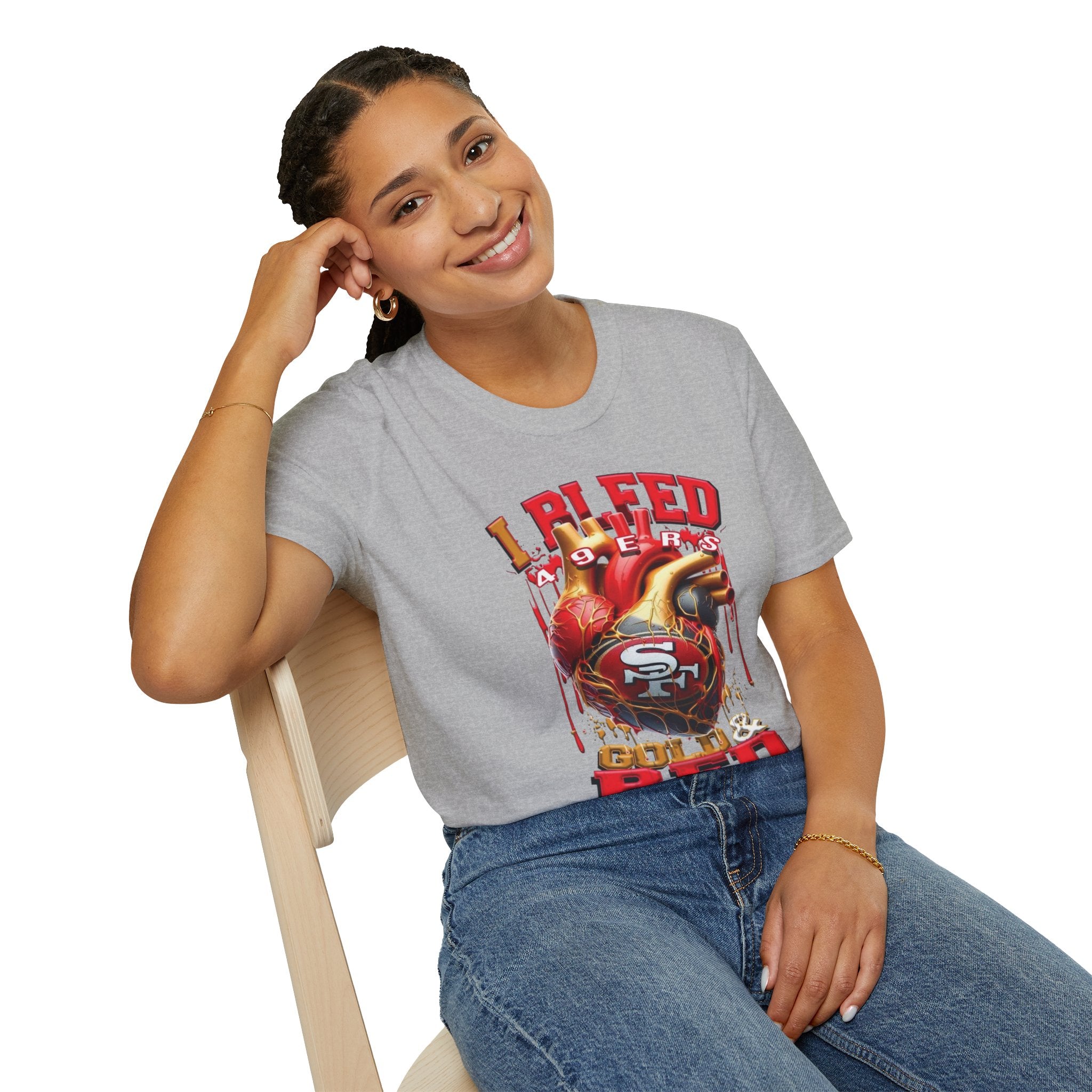 T-Shirt — "I Bleed 49ers Red" Graphic Football Fan Tee