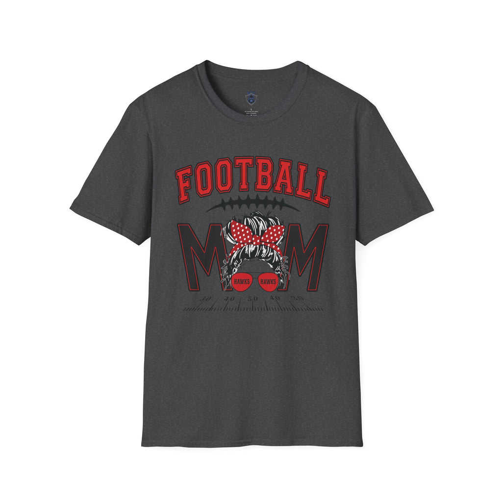 Football Mom T‑Shirt — Red Polka Dot Bow Game Day Tee
