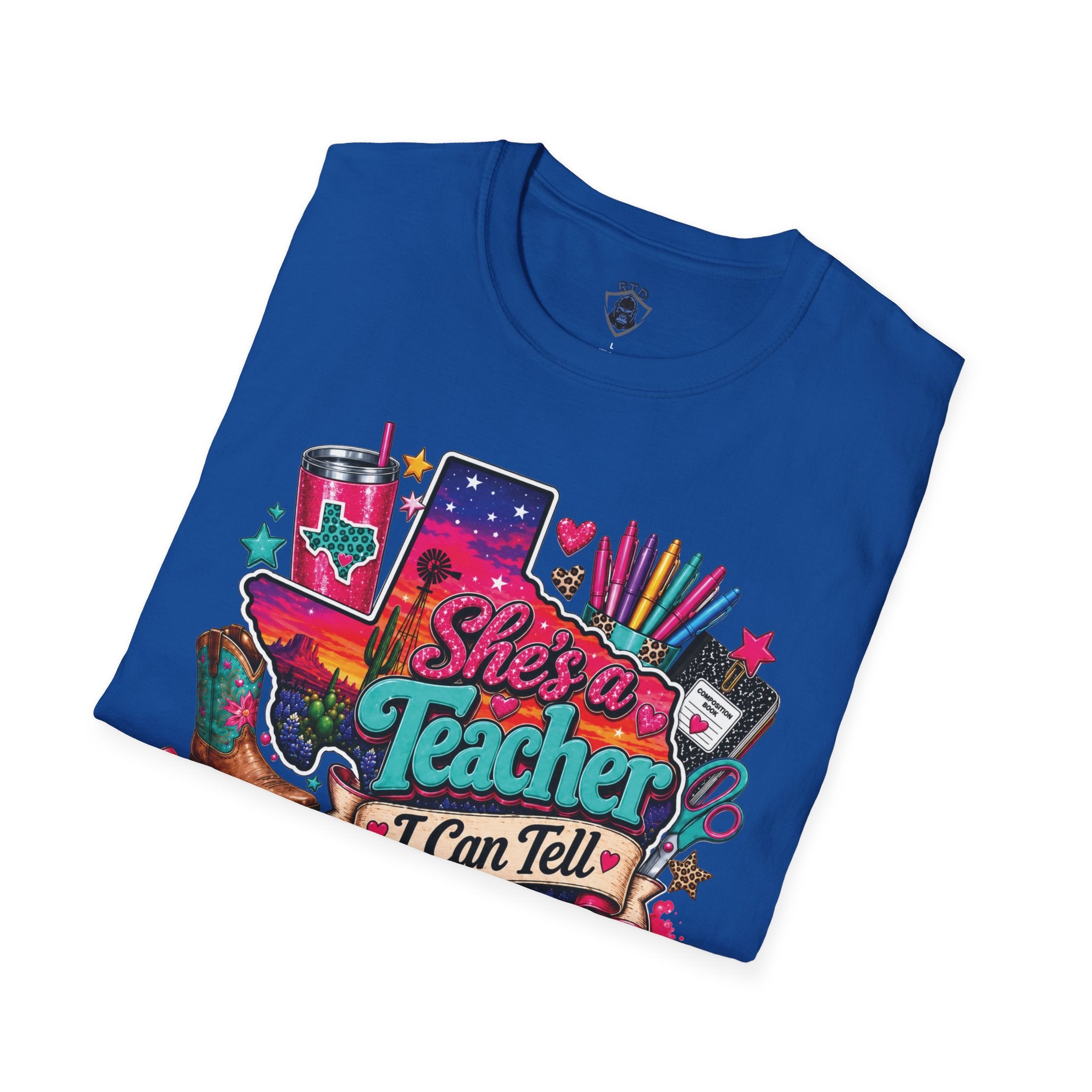 She’s a Teacher I Can Tell T-Shirt — Colorful Teacher Appreciation Tee