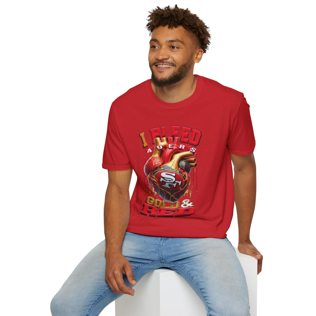 T-Shirt — "I Bleed 49ers Red" Graphic Football Fan Tee