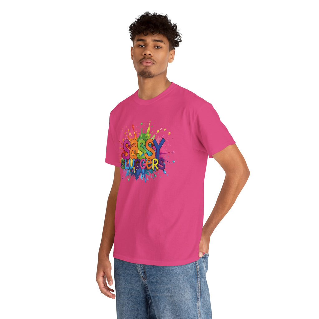Sassy Slugger Kids Baseball Tee — Colorful Coach Back Design