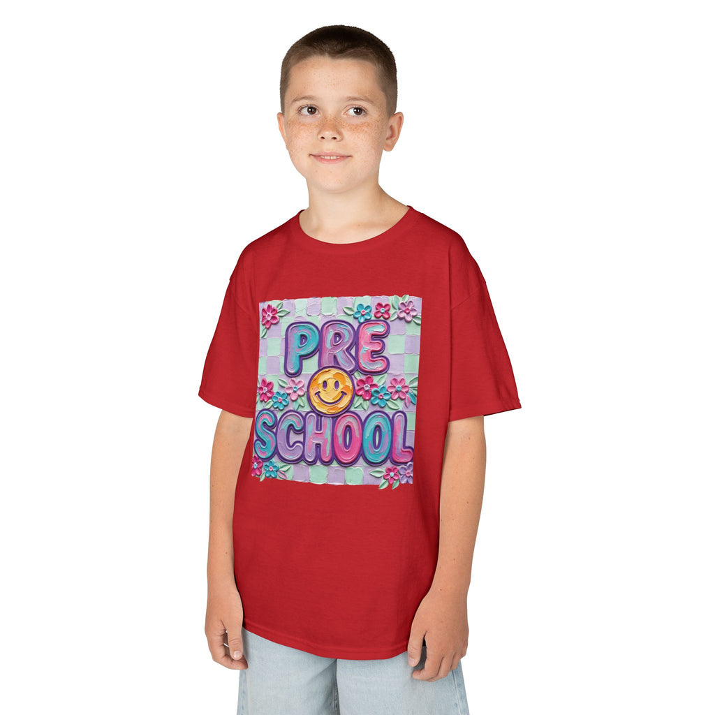 Preschool Smile Kids T‑Shirt — Cute Floral 'Pre School' Tee for Back to School