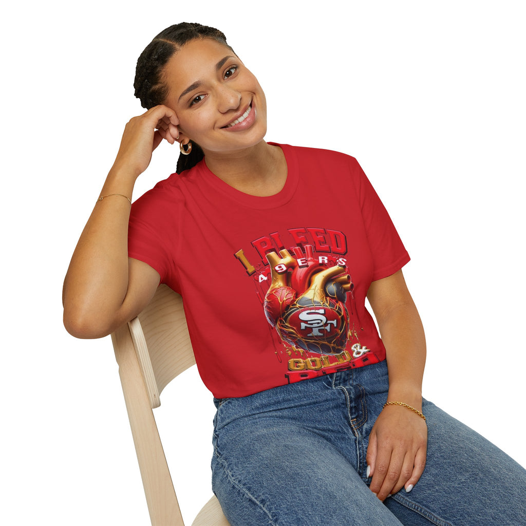 T-Shirt — "I Bleed 49ers Red" Graphic Football Fan Tee