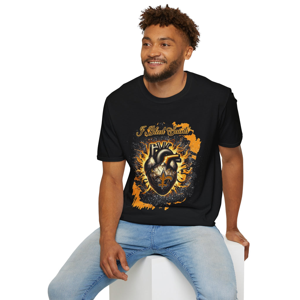 I Bleed Saints T-Shirt — Vintage Anatomical Heart Graphic for Football Fans