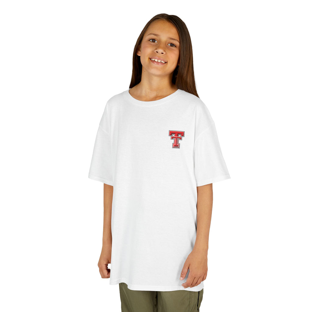 Kids T-Shirt — Texas Tech Red Raiders Skyline Tee (Front Logo, Back City Design)