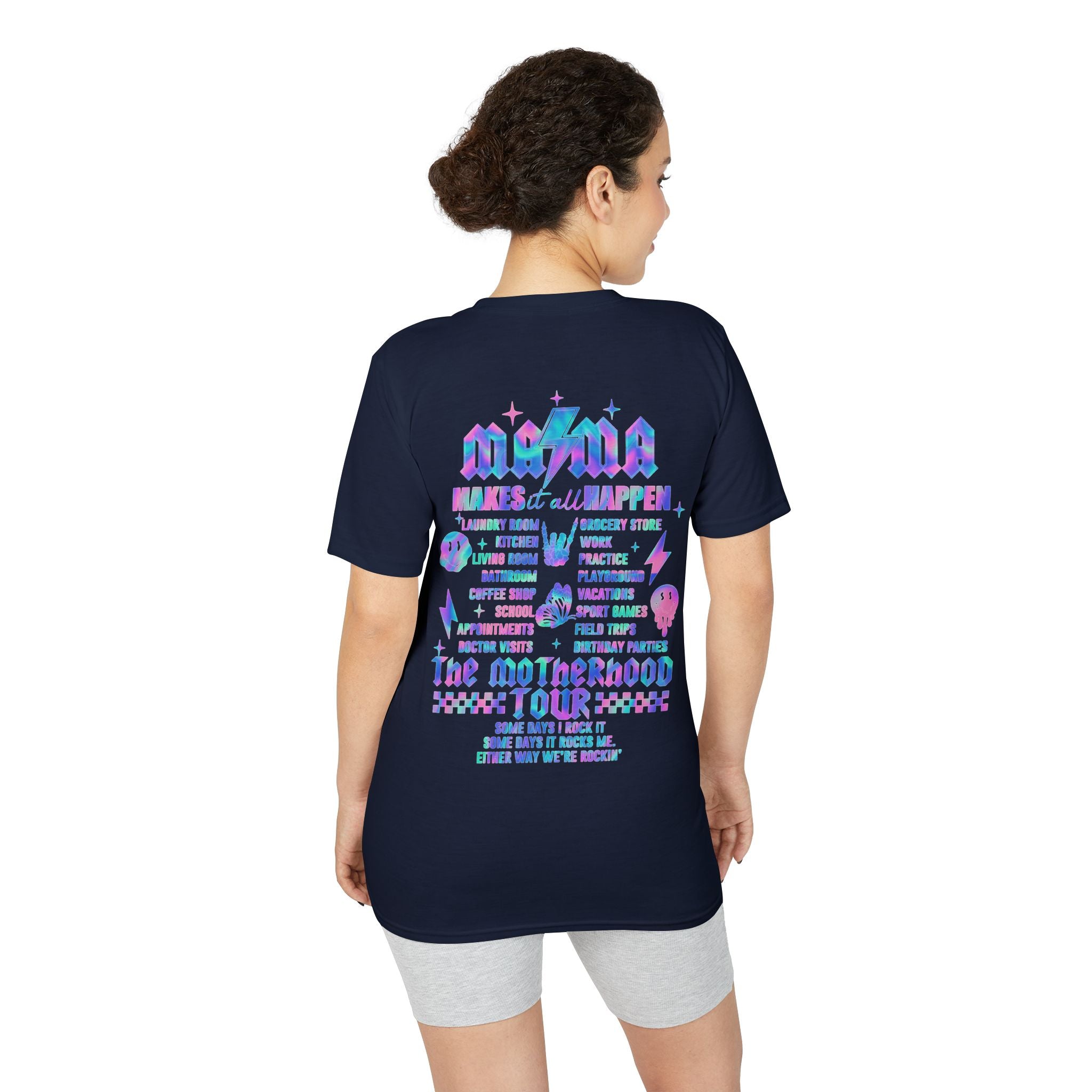 MAMA Performance T‑Shirt — Retro Holographic Graphic Tee (Motivational Lyrics Design)