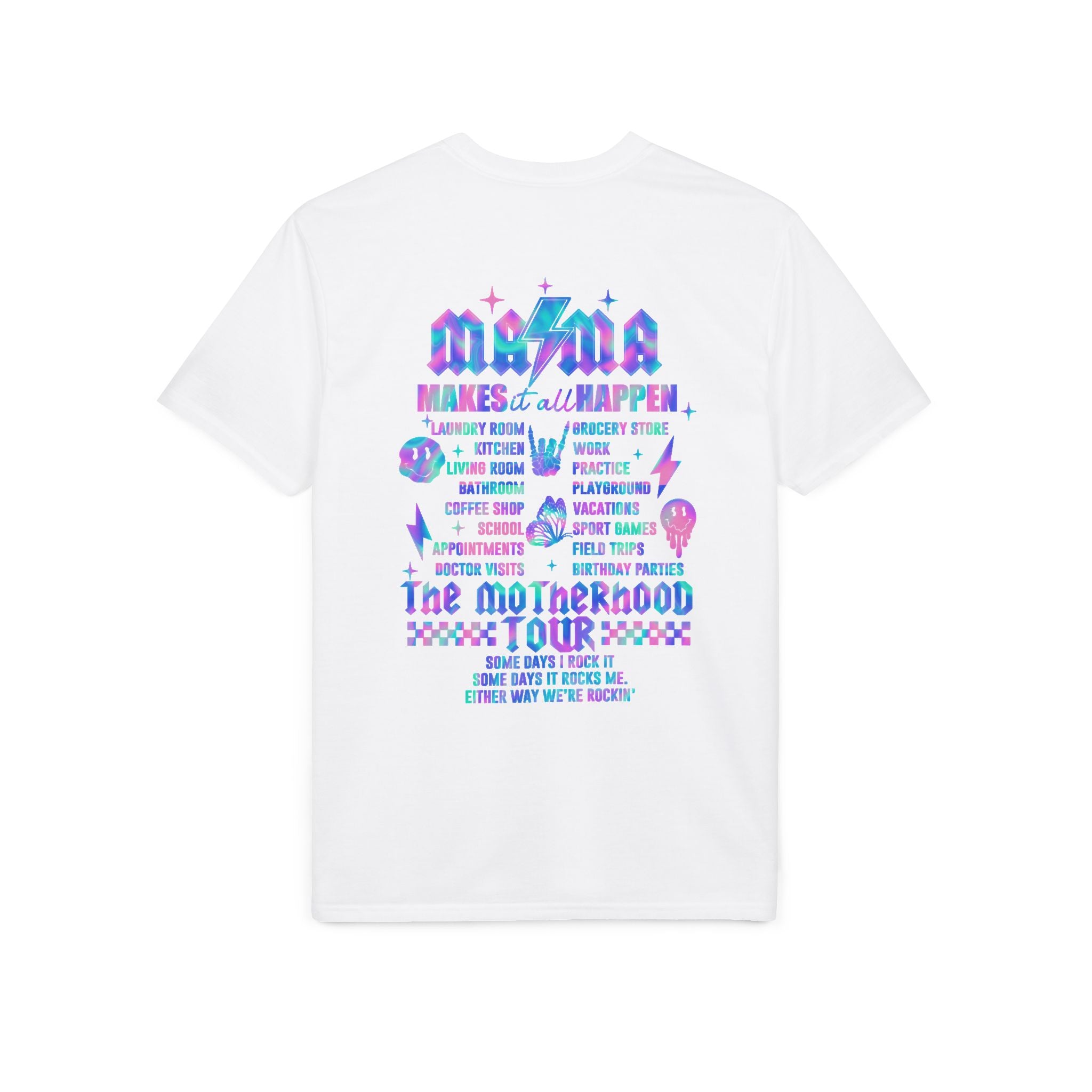 MAMA Performance T‑Shirt — Retro Holographic Graphic Tee (Motivational Lyrics Design)