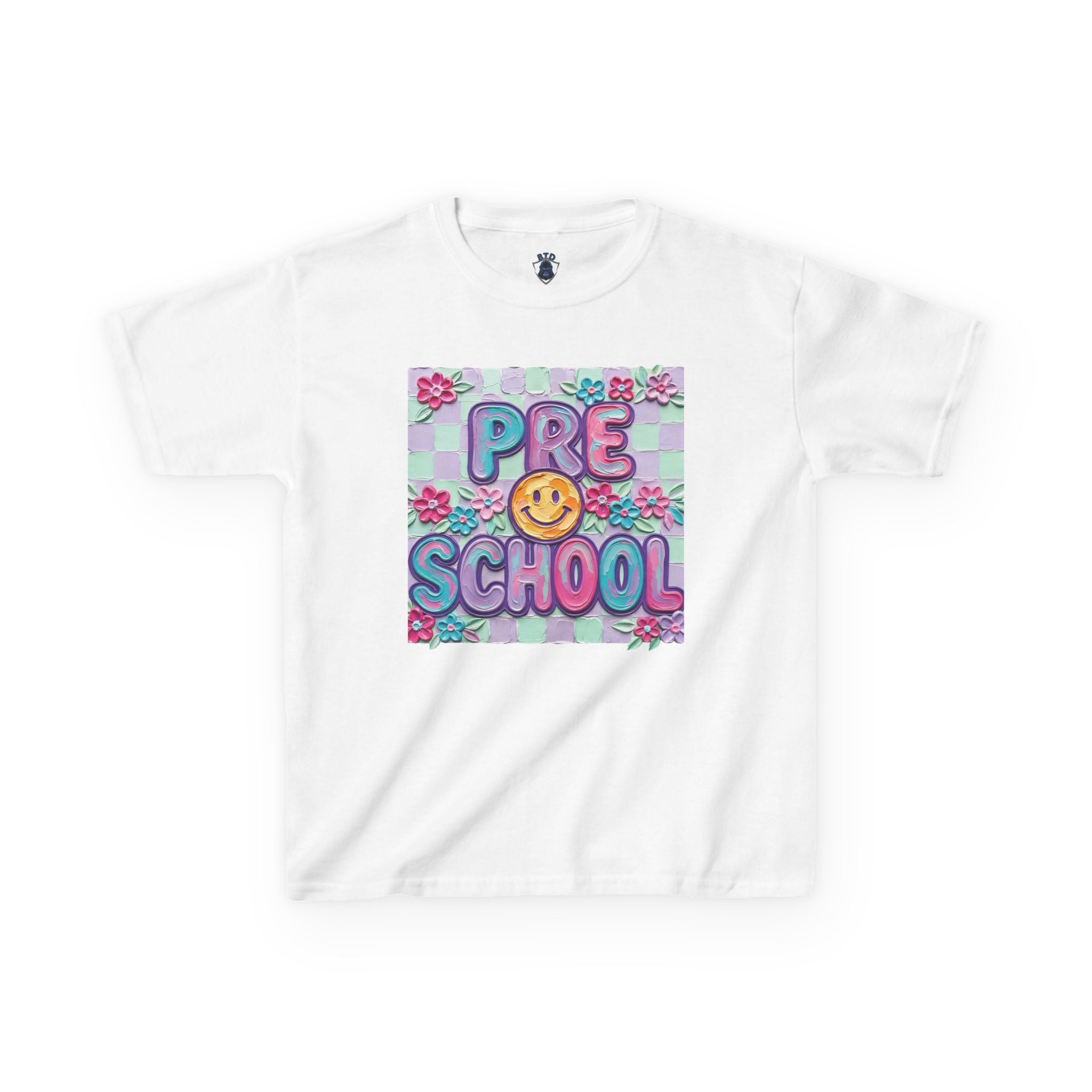 Preschool Smile Kids T‑Shirt — Cute Floral 'Pre School' Tee for Back to School
