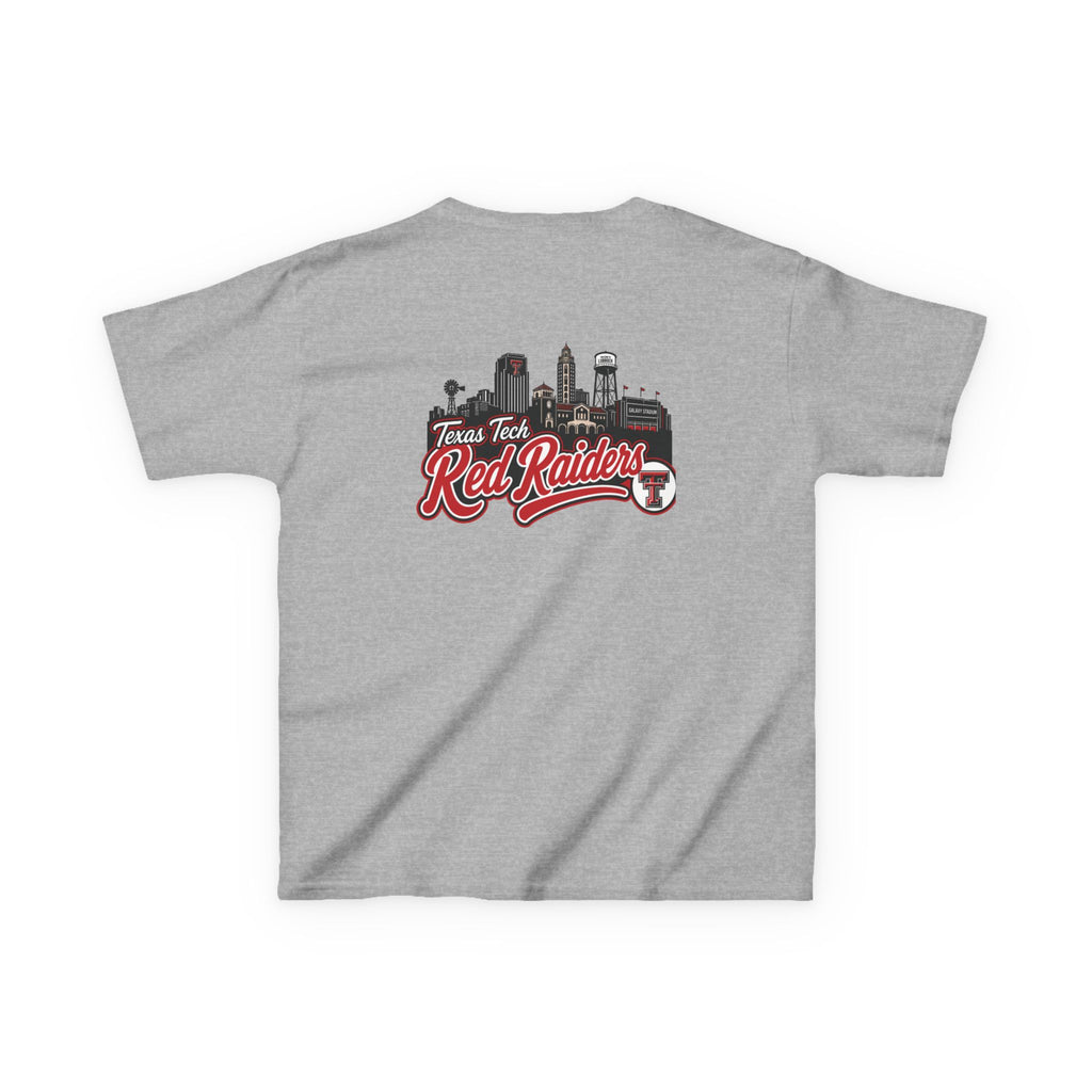Kids T-Shirt — Texas Tech Red Raiders Skyline Tee (Front Logo, Back City Design)