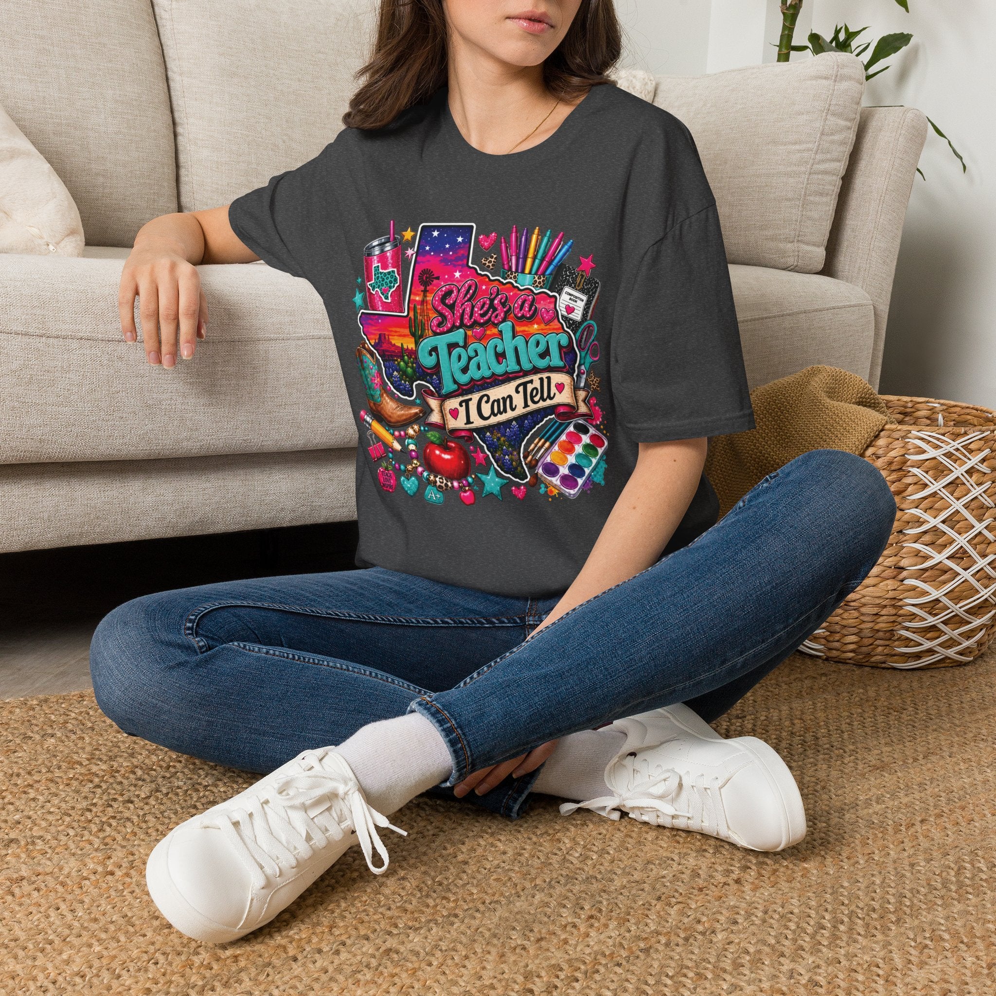 She’s a Teacher I Can Tell T-Shirt — Colorful Teacher Appreciation Tee