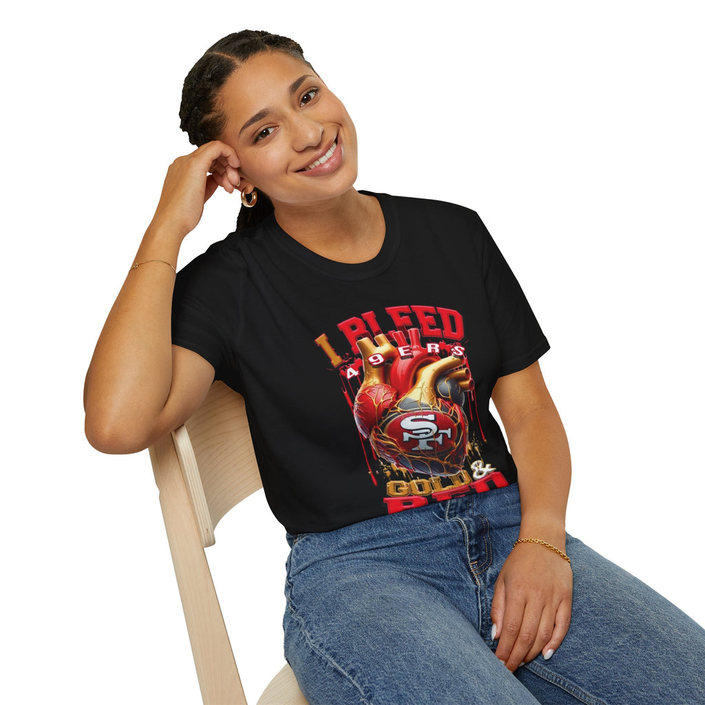 T-Shirt — "I Bleed 49ers Red" Graphic Football Fan Tee