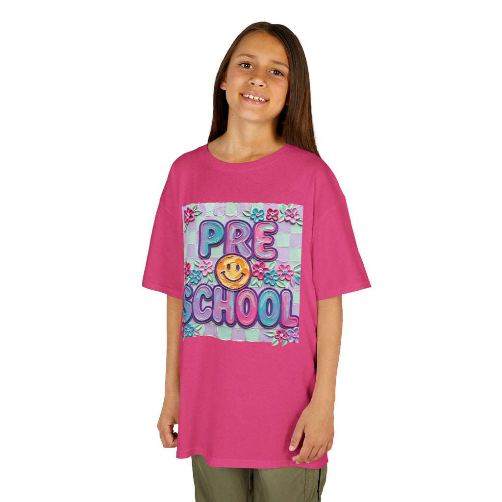 Preschool Smile Kids T‑Shirt — Cute Floral 'Pre School' Tee for Back to School