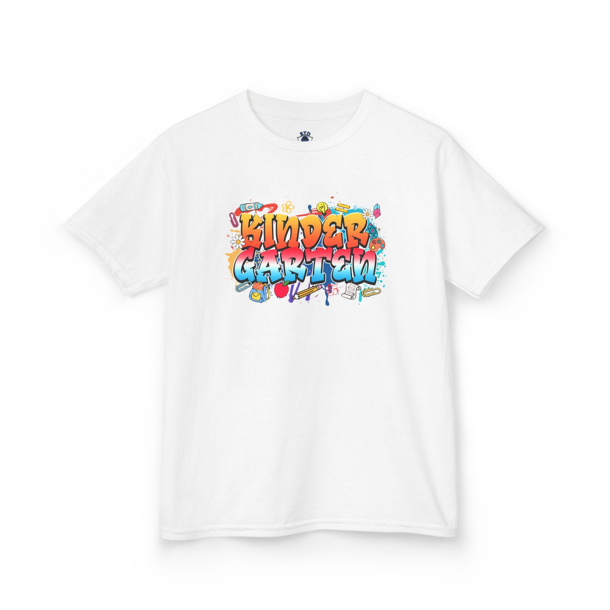 Kinder Garten Kids Tee — Colorful Graffiti "Kinder Garten" Design