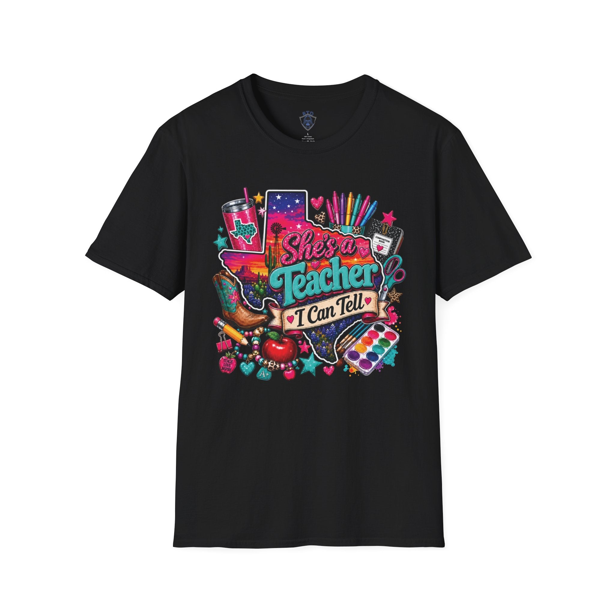She’s a Teacher I Can Tell T-Shirt — Colorful Teacher Appreciation Tee
