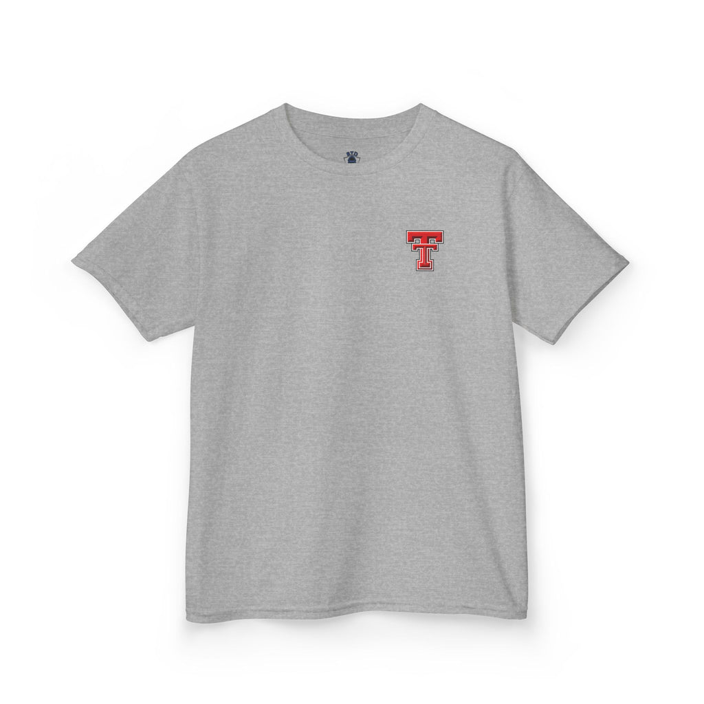Kids T-Shirt — Texas Tech Red Raiders Skyline Tee (Front Logo, Back City Design)