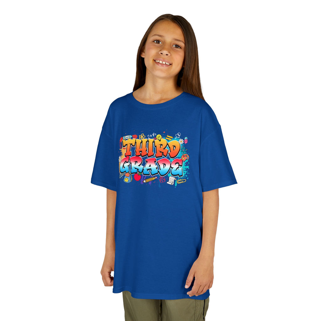 Third Grade Kids T‑Shirt — Colorful Graffiti School Tee for Back to School & Classroom
