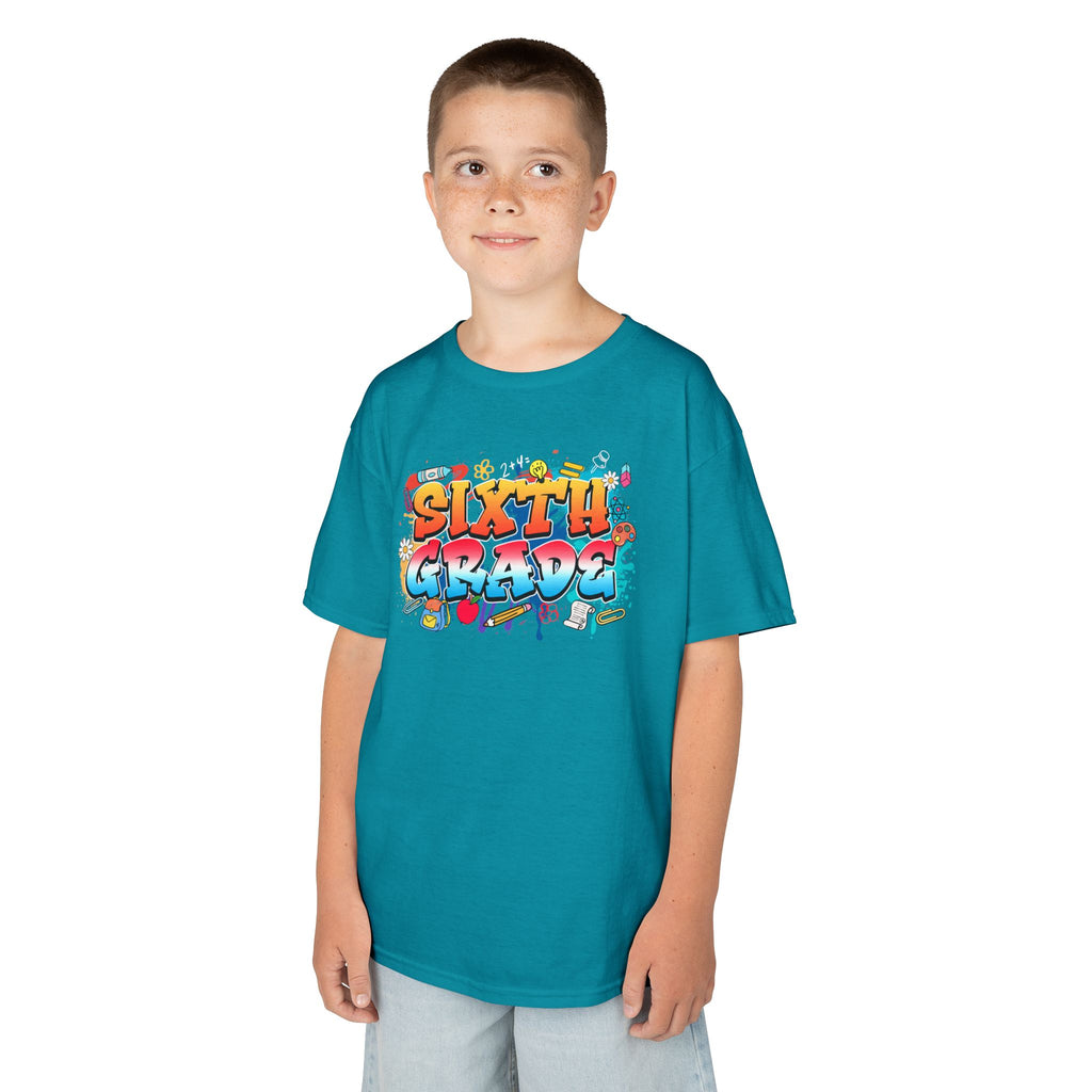 Sixth Grade Kids T‑Shirt — Colorful Graffiti Graduation Tee for Back-to-School & End-of-Year