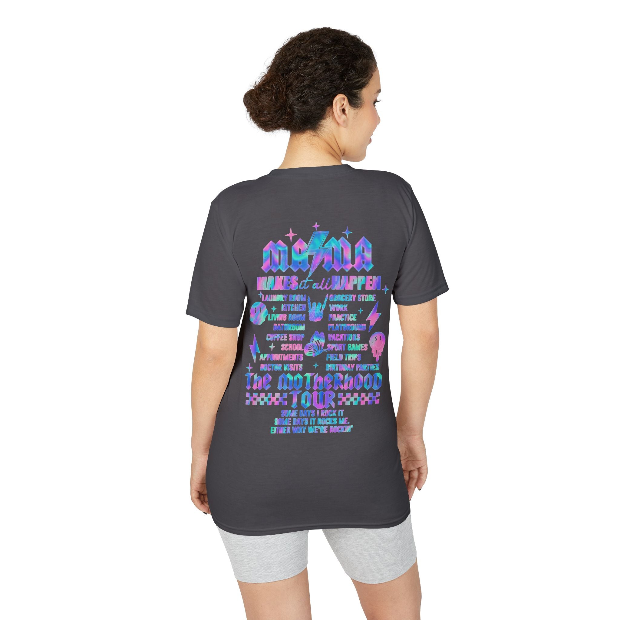 MAMA Performance T‑Shirt — Retro Holographic Graphic Tee (Motivational Lyrics Design)