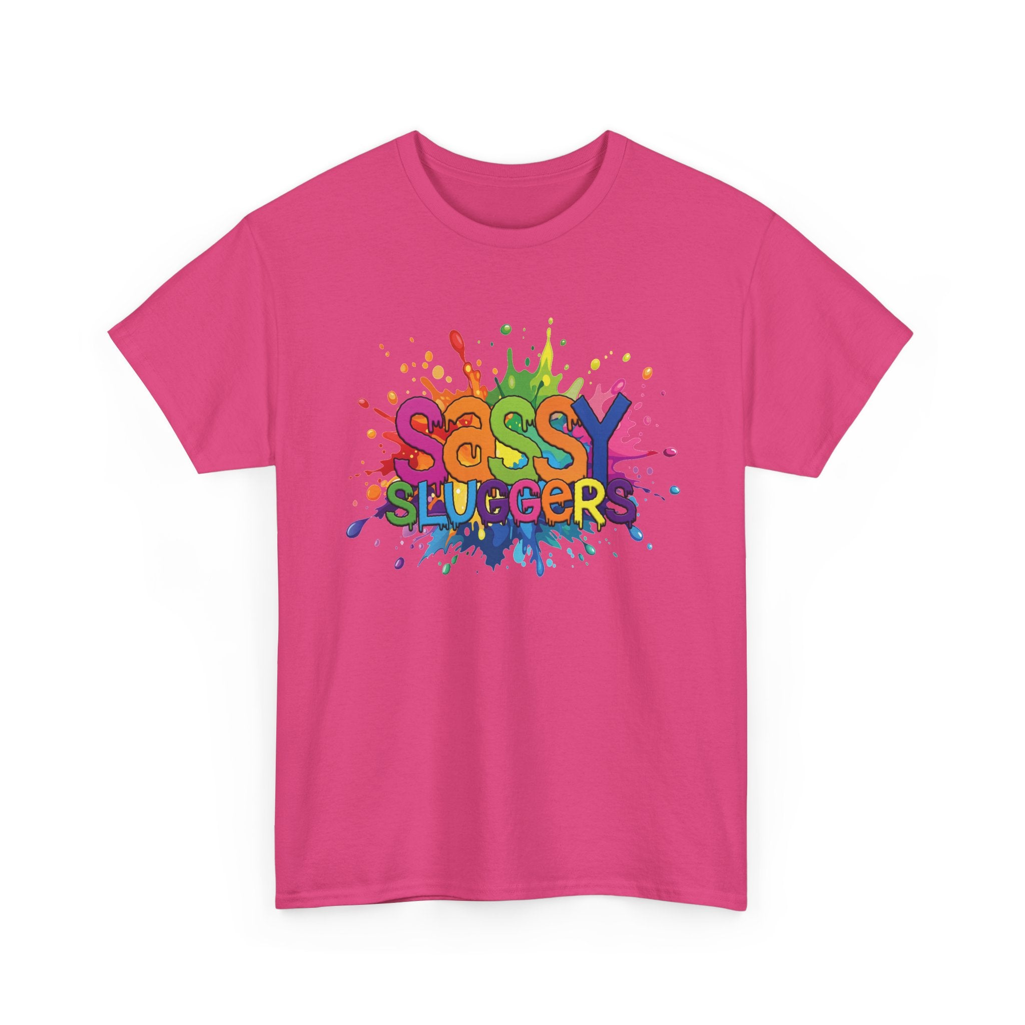 Sassy Slugger Kids Baseball Tee — Colorful Coach Back Design