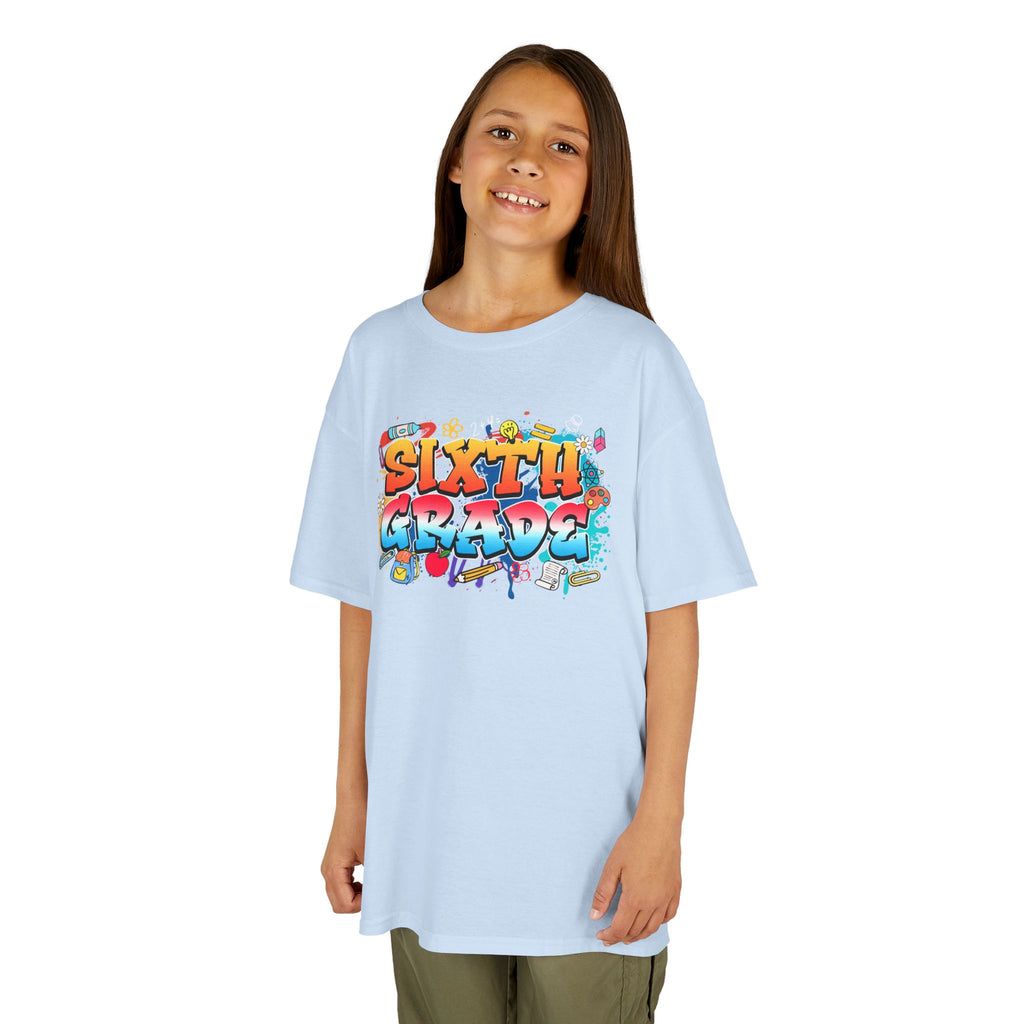 Sixth Grade Kids T‑Shirt — Colorful Graffiti Graduation Tee for Back-to-School & End-of-Year