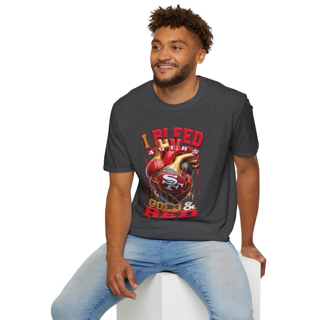 T-Shirt — "I Bleed 49ers Red" Graphic Football Fan Tee