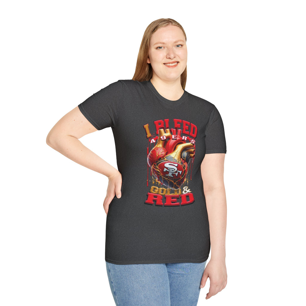 T-Shirt — "I Bleed 49ers Red" Graphic Football Fan Tee