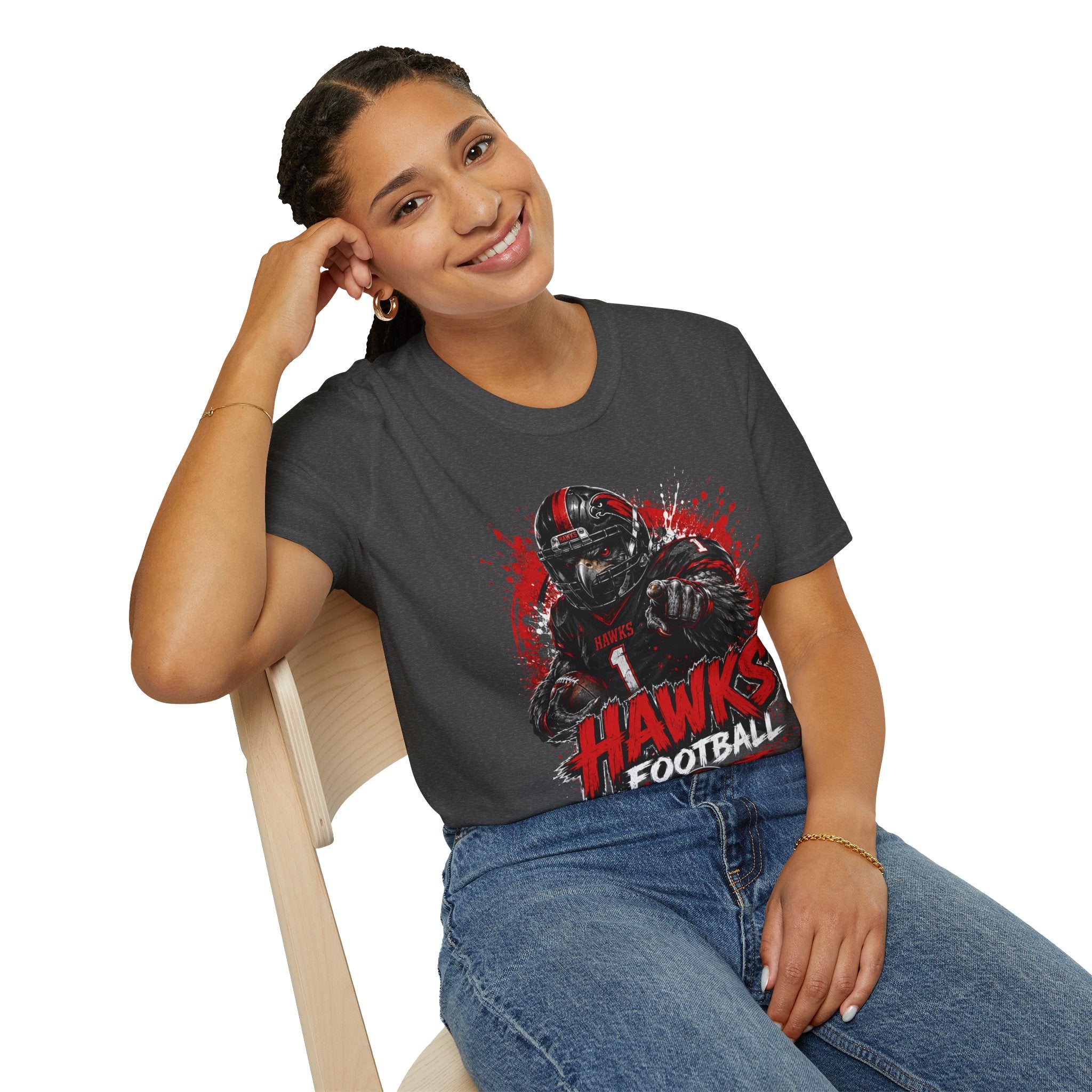 Hawks Football T-Shirt — Fierce Grunge Player Design