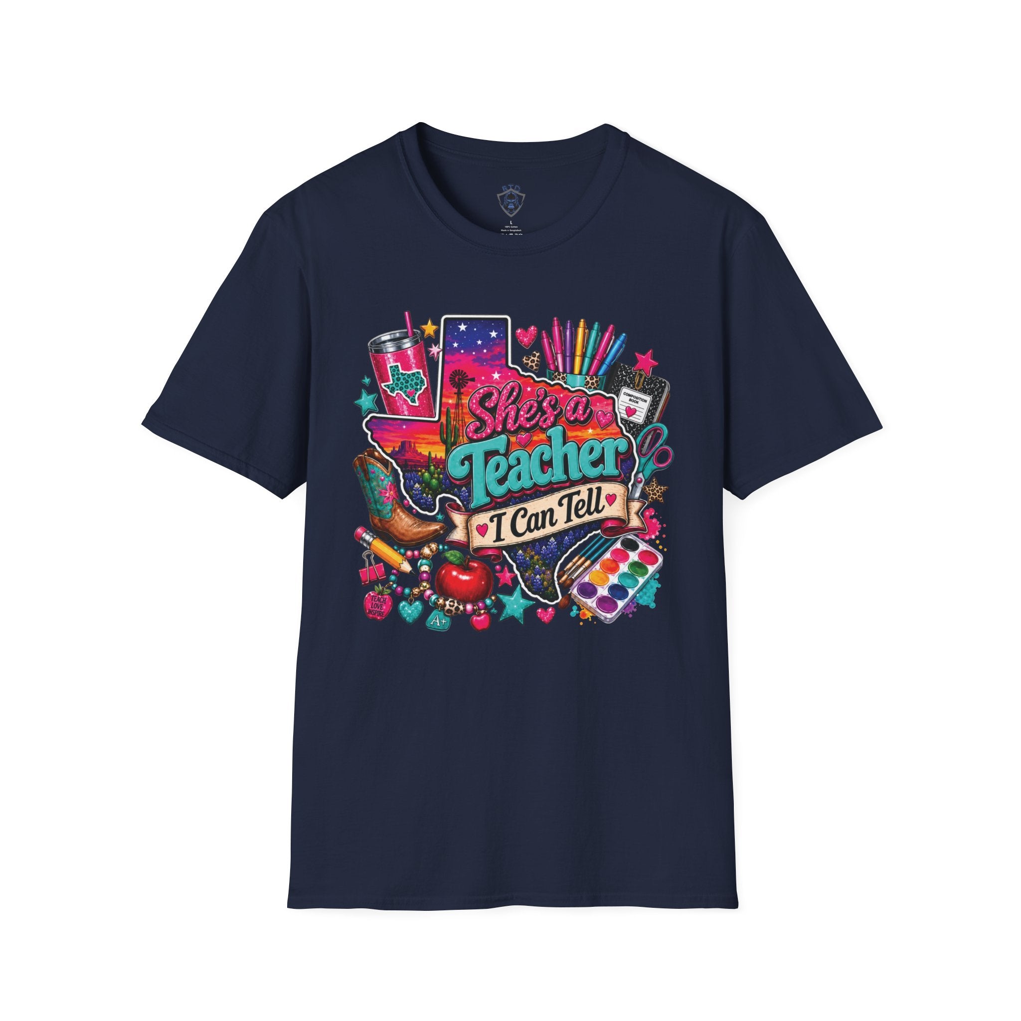 She’s a Teacher I Can Tell T-Shirt — Colorful Teacher Appreciation Tee