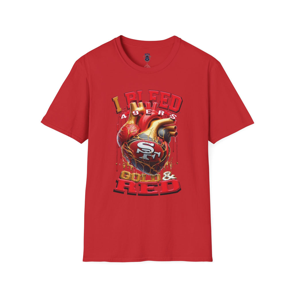 T-Shirt — "I Bleed 49ers Red" Graphic Football Fan Tee