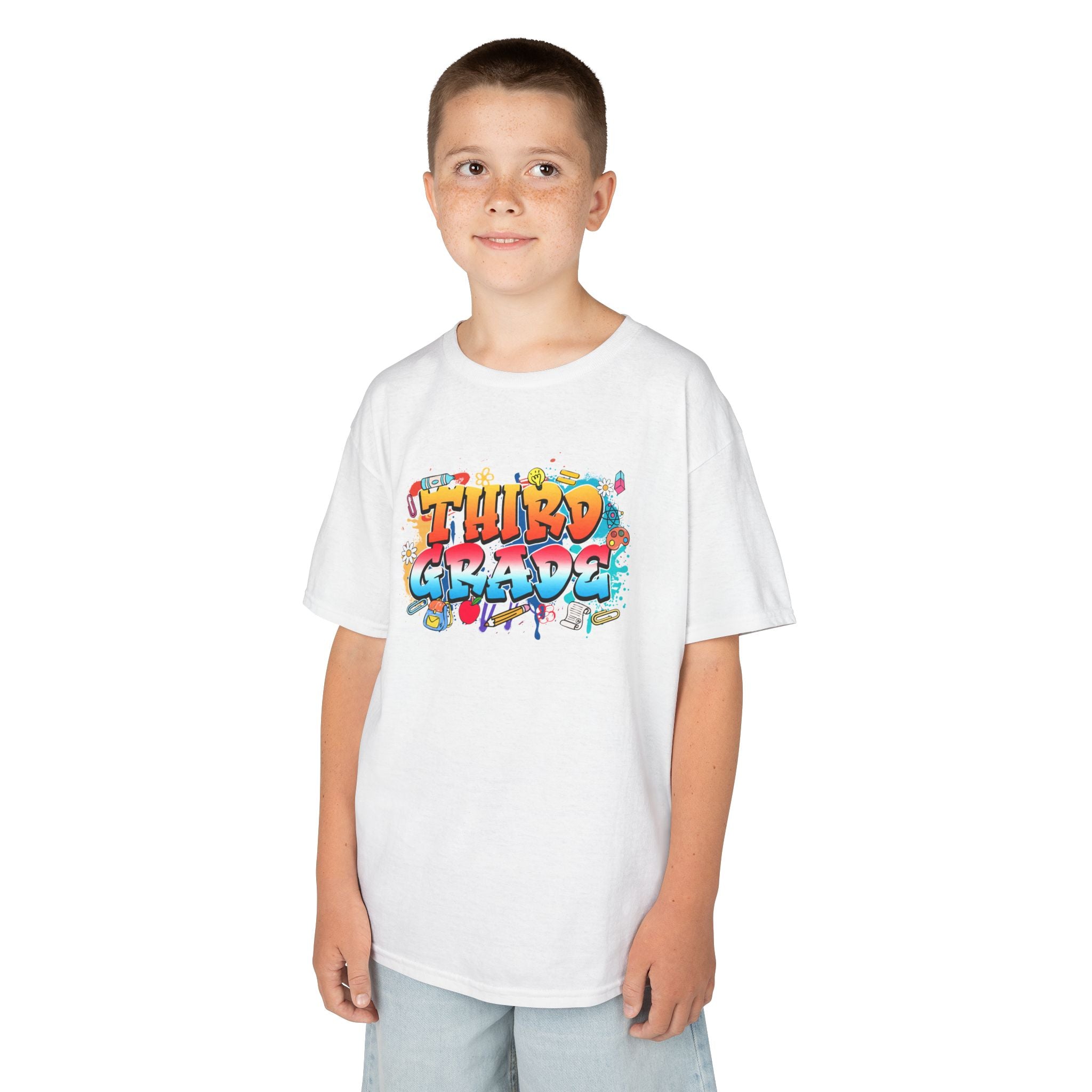 Third Grade Kids T‑Shirt — Colorful Graffiti School Tee for Back to School & Classroom