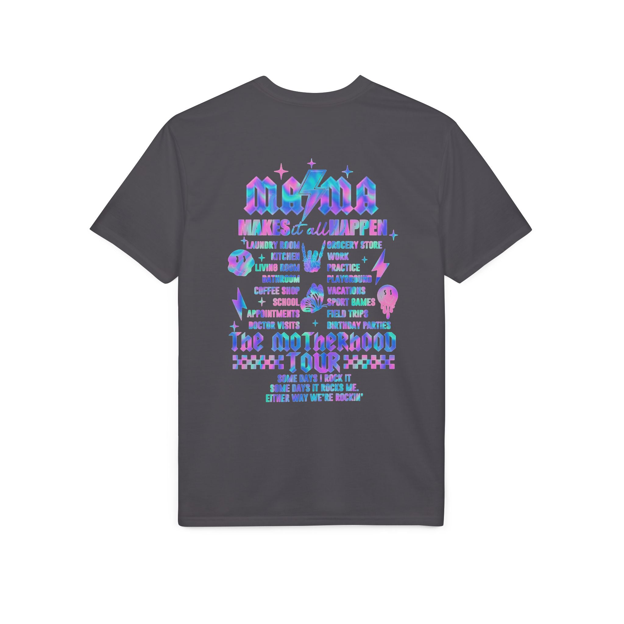 MAMA Performance T‑Shirt — Retro Holographic Graphic Tee (Motivational Lyrics Design)