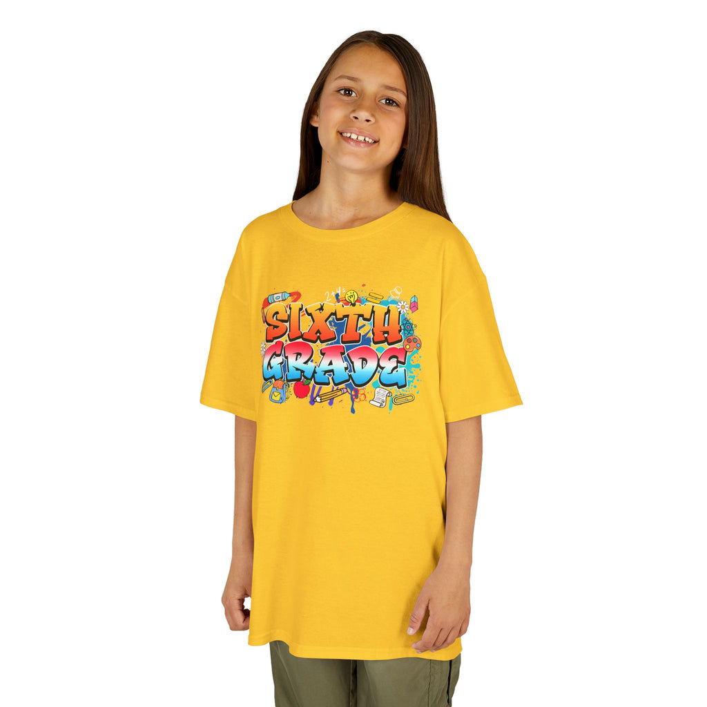 Sixth Grade Kids T‑Shirt — Colorful Graffiti Graduation Tee for Back-to-School & End-of-Year