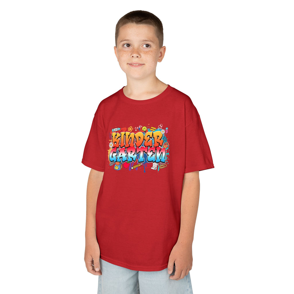 Kinder Garten Kids Tee — Colorful Graffiti "Kinder Garten" Design